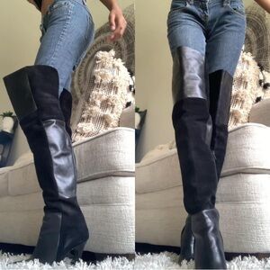 Charles David Black Over the Knee Boots Sleek Design